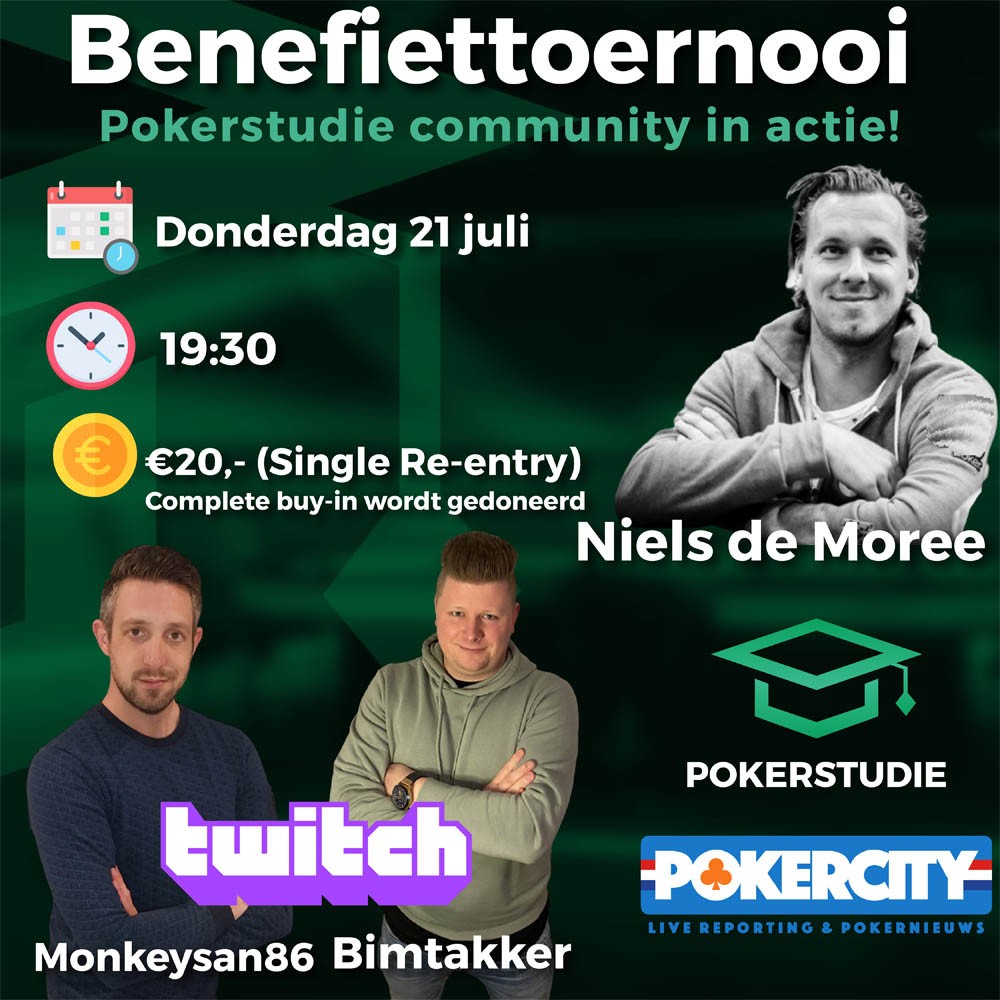 Pokerstudie benefiettoernooi Niels de Moree
