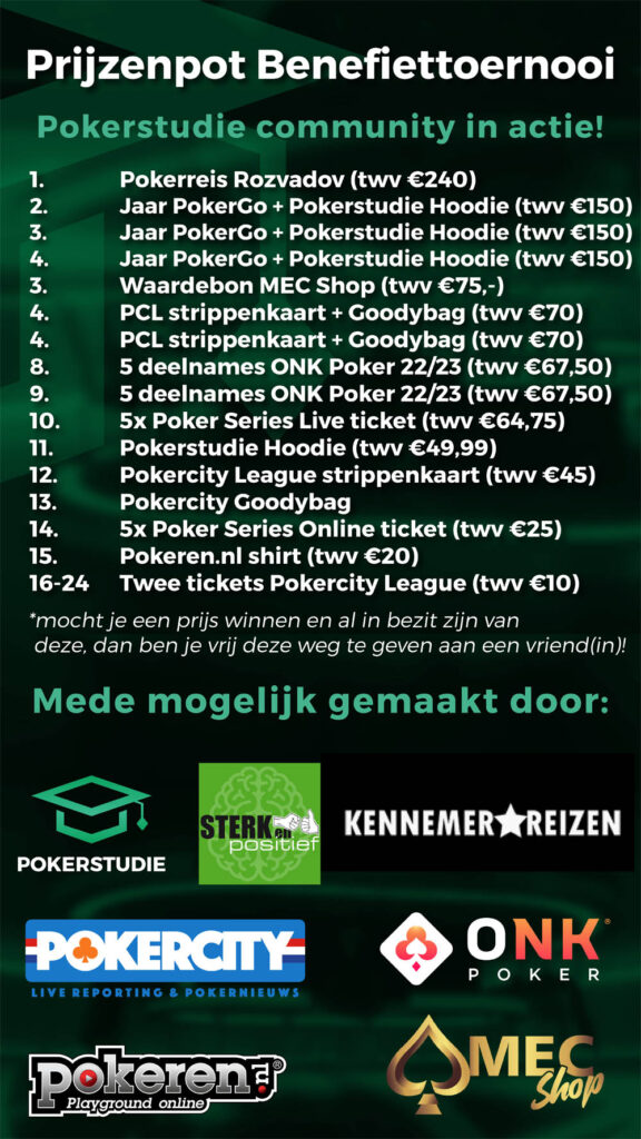 Pokerstudie benefiettoernooi Niels de Moree