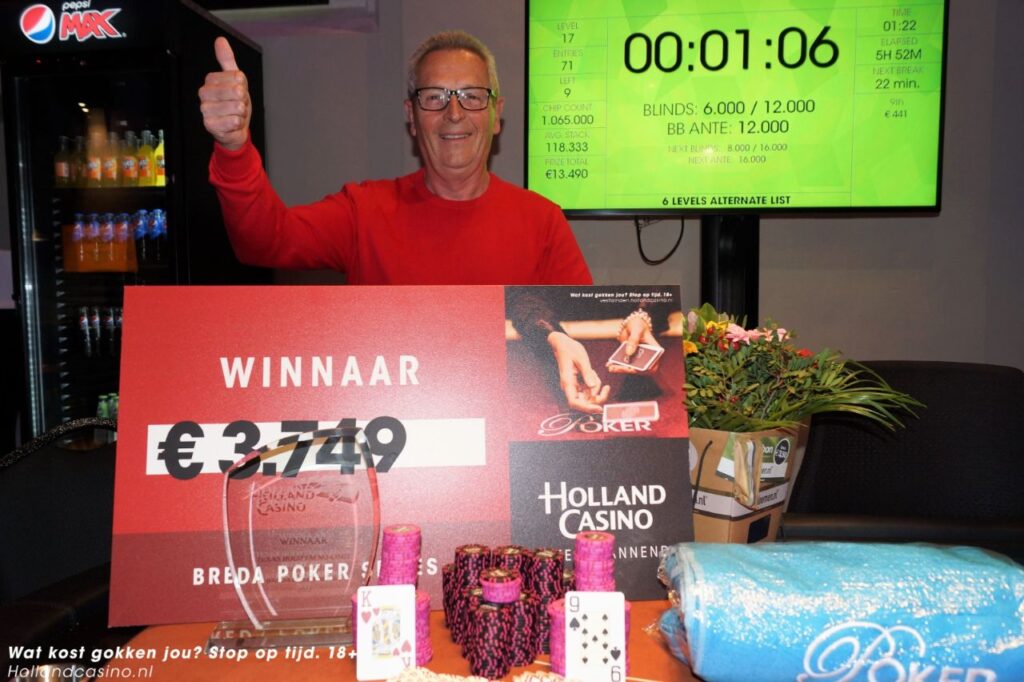 Anton de Greef wint €220 NLH Freeze Out (€3.749) | Breda Poker Series