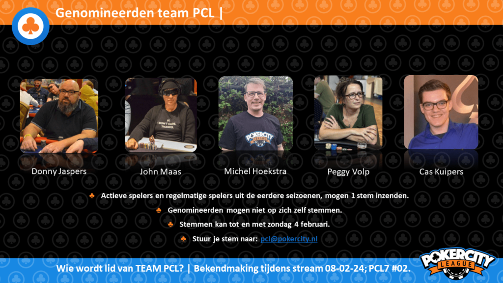 Team PCL genomineerden