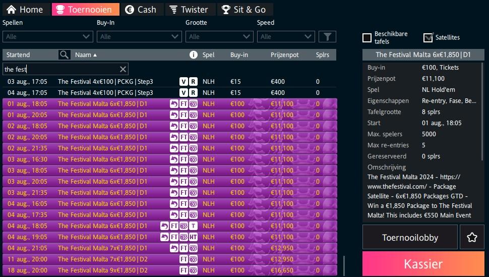 The Festival Malta Qualifiers @ Holland Casino Online