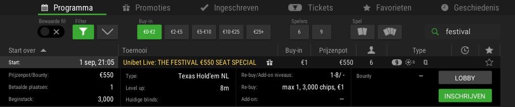 WAANZINNIGE ACTIE bij Unibet! Kwalificeer je voor €1 voor het €550 Main Event van The Festival Malta 2024!