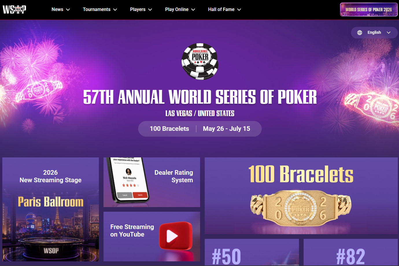 WSOP 2026 landingspage
