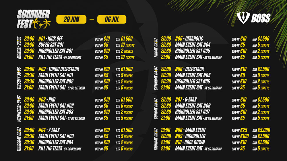 BOSS Summerfest 2026 | Speelschema