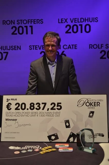 Jan Jansma op de derde plek | 2014/12 - Dutch Open - 1.500 eu Dutch Open Main Event