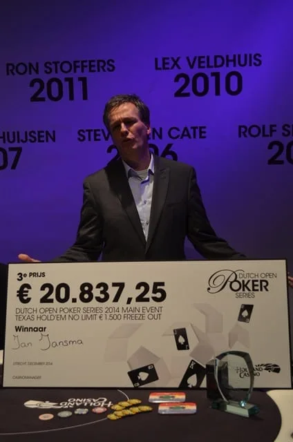 Jan Jansma derde | 2014/12 - Dutch Open - 1.500 eu Dutch Open Main Event