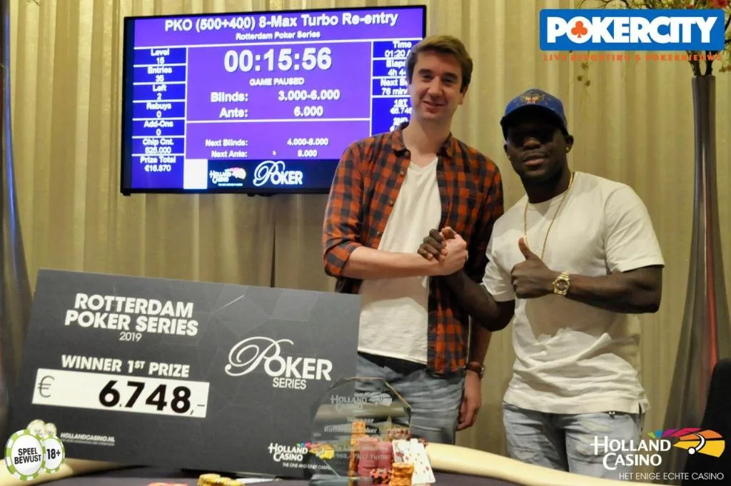 © 2026 Pokercity | Marcel Goldenbelt en Royston Drenthe | 2019/04 - Rotterdam Poker Series - €980 NLH PKO 8-Max Turbo Re-entry Marcel Goldenbelt en Royston Drenthe | 2019/04 - Rotterdam Poker Series - €980 NLH PKO 8-Max Turbo Re-entry