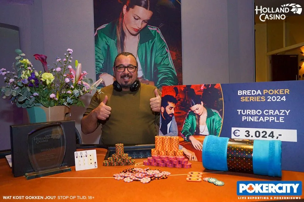 © 2026 Pokercity | Ferdi Guezel | 2024/10 - Breda Poker Series - #07 - €250 Hyper Turbo Crazy Pineapple Ferdi Guezel | 2024/10 - Breda Poker Series - #07 - €250 Hyper Turbo Crazy Pineapple