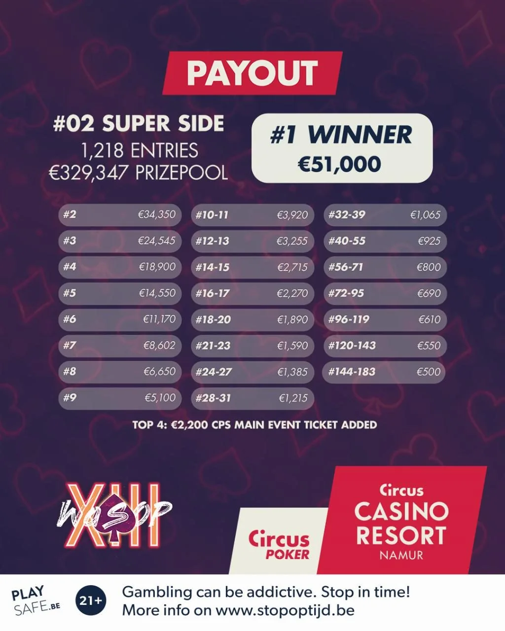 2024/07 - WaSOP XIII - #01 - €330 Super Side Event